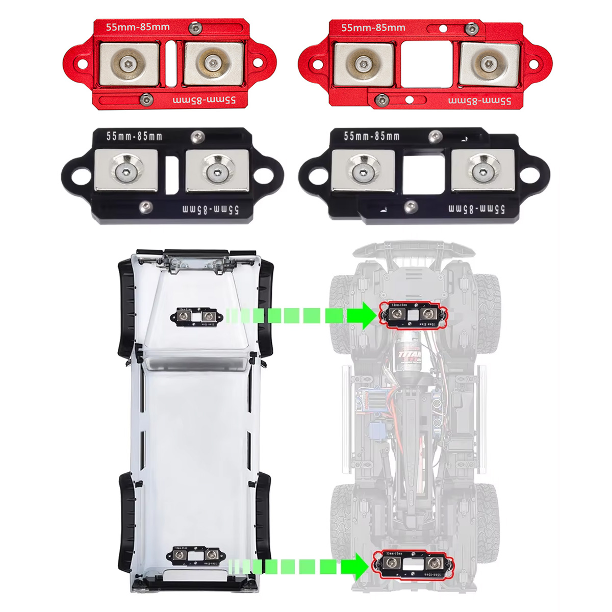 Body Shell Rc - 4PCS 55-85 มม.แม่เหล็กโพสต์ที่มองไม่เห็นแม่เหล็กรถ SHELL Mount สําหรับ