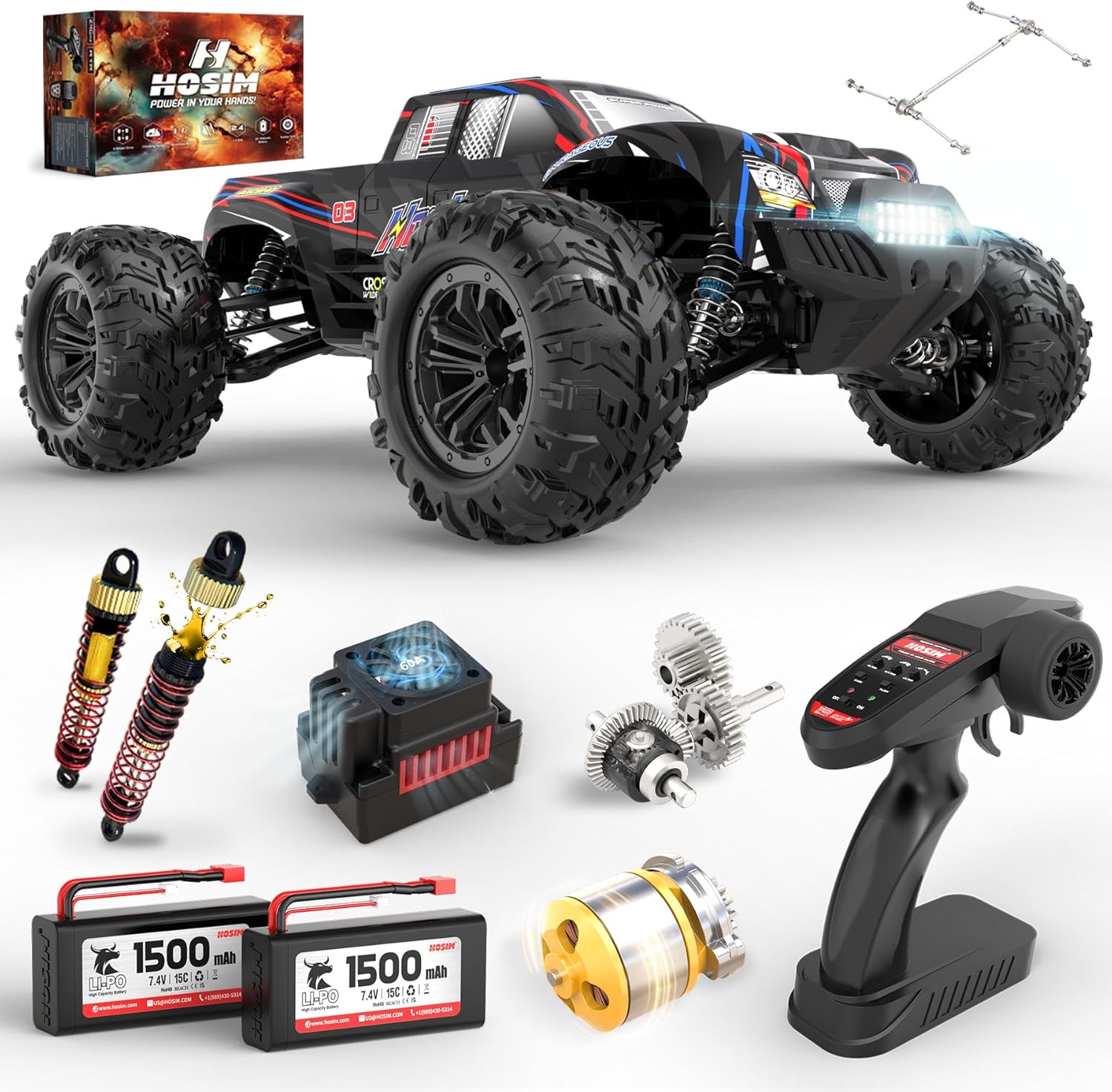 Rc Hobby Grade Monster Truck - รถบรรทุกมอนสเตอร์ RC แบบไร้แปรงถ่าน 1:10, รถบังคับวิทยุออฟโรด 4WD