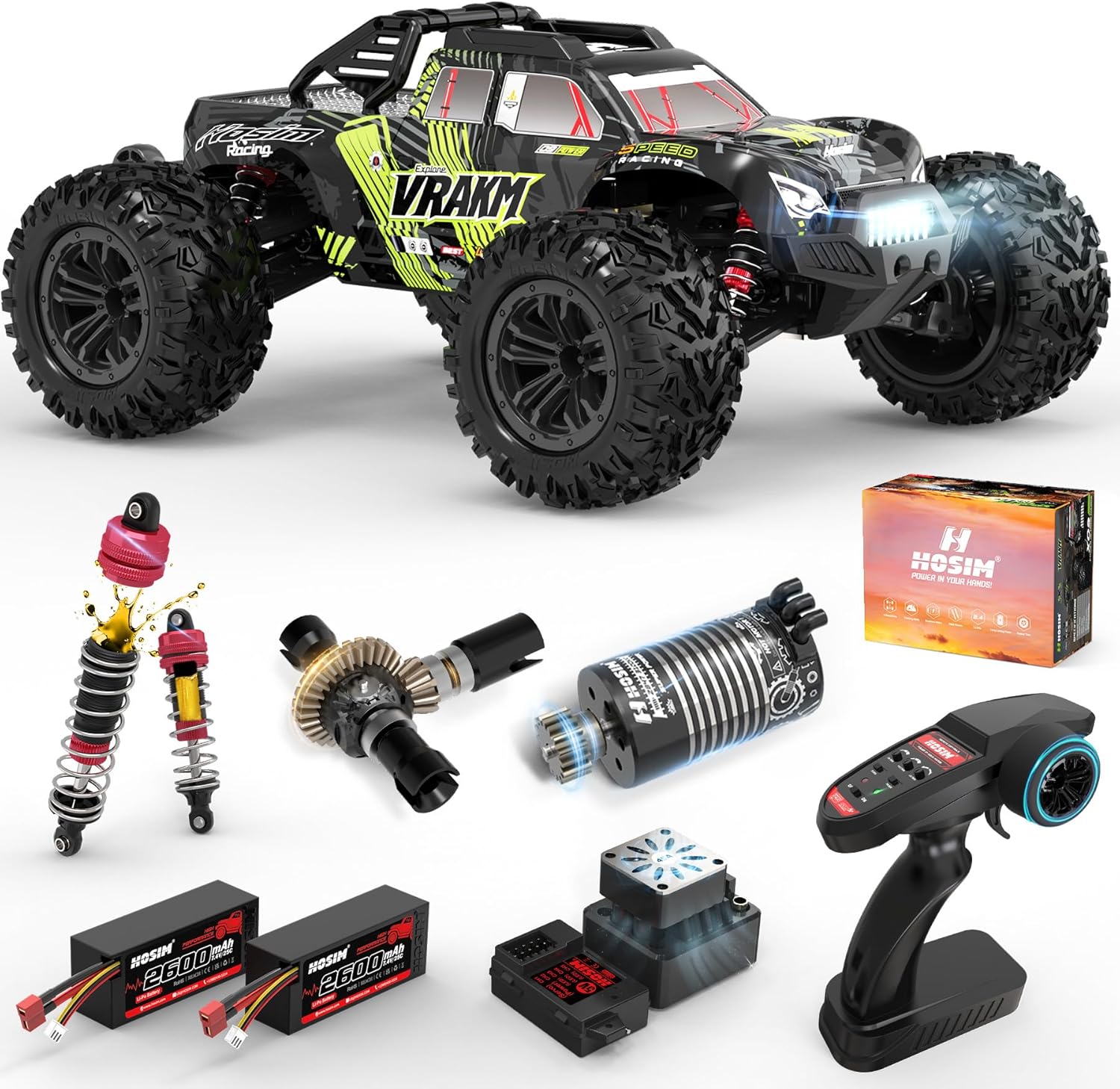 Rc Hobby Grade Monster Truck - รถ RC แบบไม่มีแปรงถ่านสำหรับผู้ใหญ่, ขนาด 1/10 ความเร็วเกิน