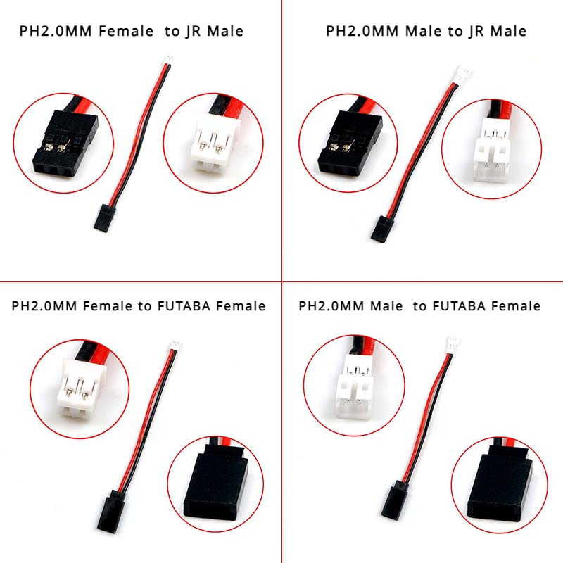 Rc Hobby Models - ขั้วต่อ PH2.0สำหรับงานอดิเรก, 1/5/10ชิ้น/ล็อตสำหรับ jr/futaba อะแดปเตอร์สายชาร์จนำสำหรับ RC