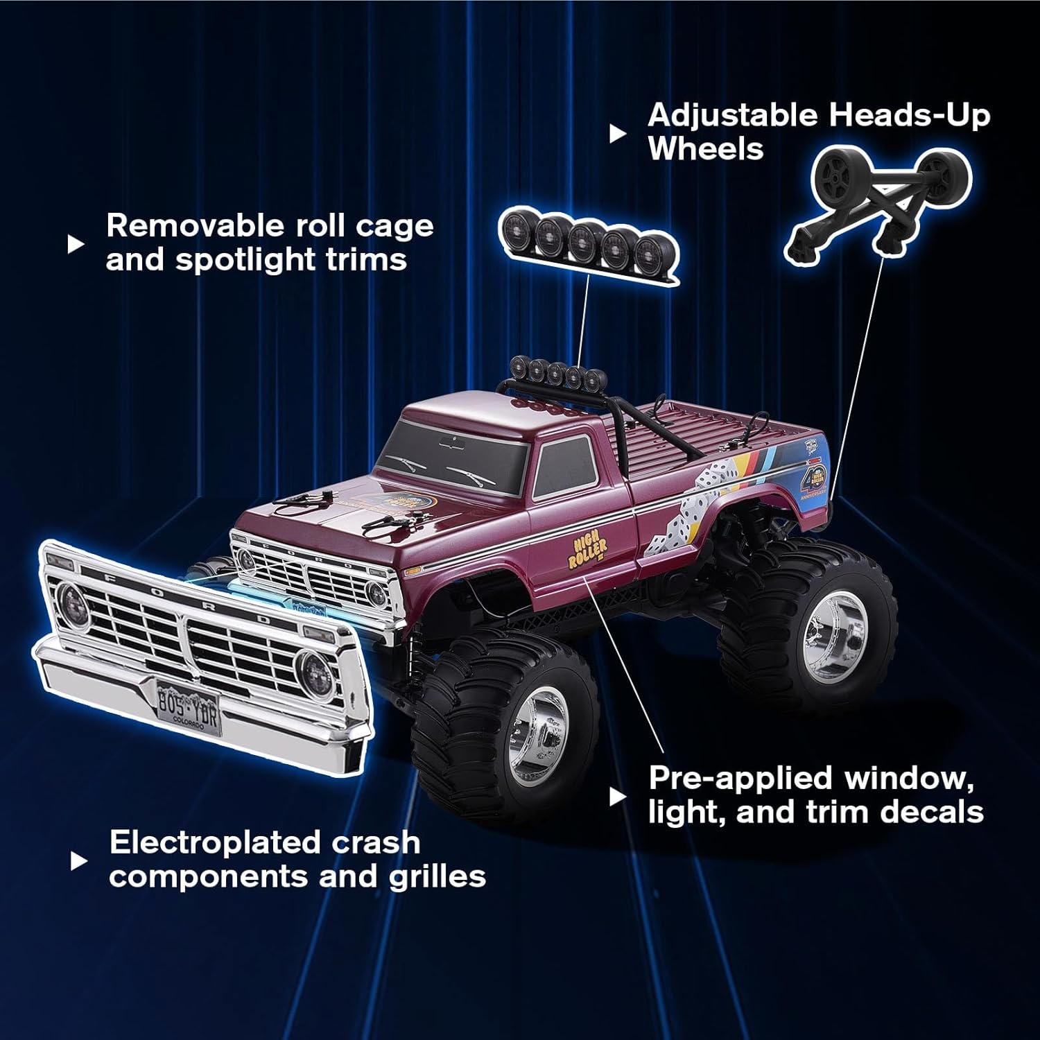รถบรรทุกฟอร์ด F-100 RC ขนาด 1/ - Rc Hobby Grade Monster Truck บทวิจารณ์และราคา