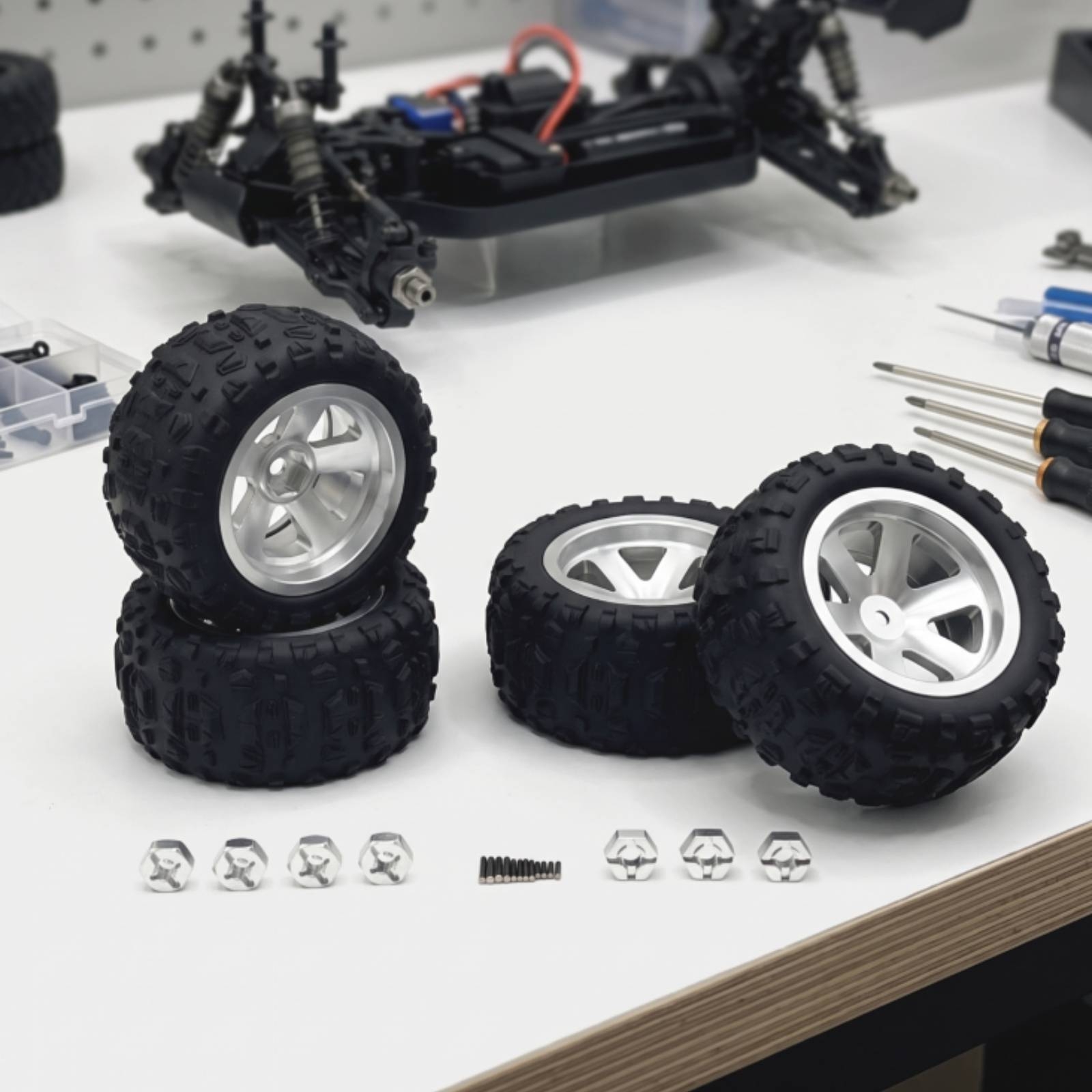 ชุดล้อและยาง RC 4 ชิ้น ล้อ RC  - Wheel Hex Adapter บทวิจารณ์และราคา